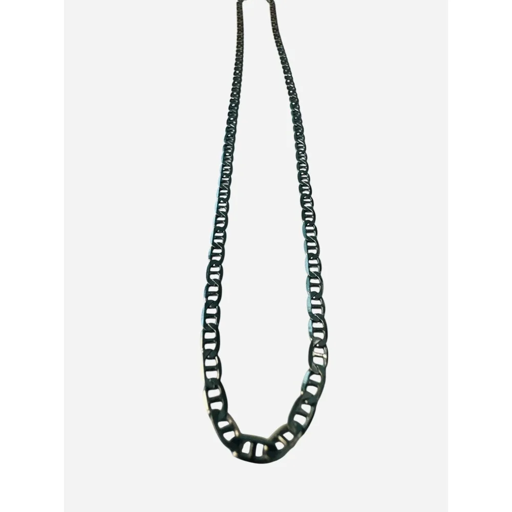 925 Italy‎ Dark Silver Mariner Chain Fancy Necklace 16